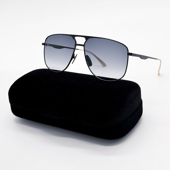 NEW GUCCI GG0336S 002 SUNGLASSES MEN BLACK/GRAY EYEWEAR - Picture 1 of 10